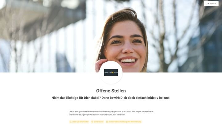 Die Karriereseite wirkt insgesamt modern