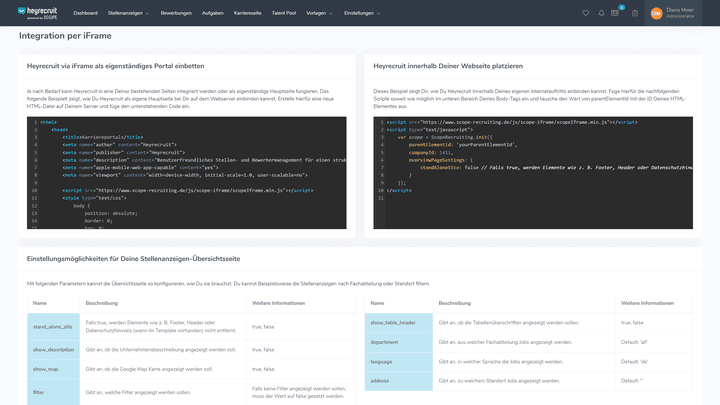 Binden Sie das Karriereportal per HTML- oder JavaScript-Code-Schnipsel ein