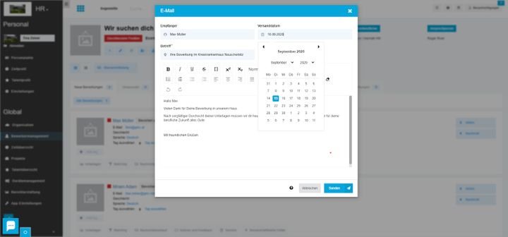 E-Mails lassen sich in jacando beliebig terminieren