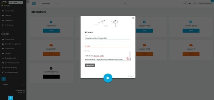 Aus jacando Match heraus treten Sie per E-Mail oder Live-Chat mit dem Supportteam in Kontakt