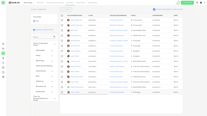 Die Gesamtübersicht zeigt Ihnen alle Bewerber:innen unabhängig der Stelle