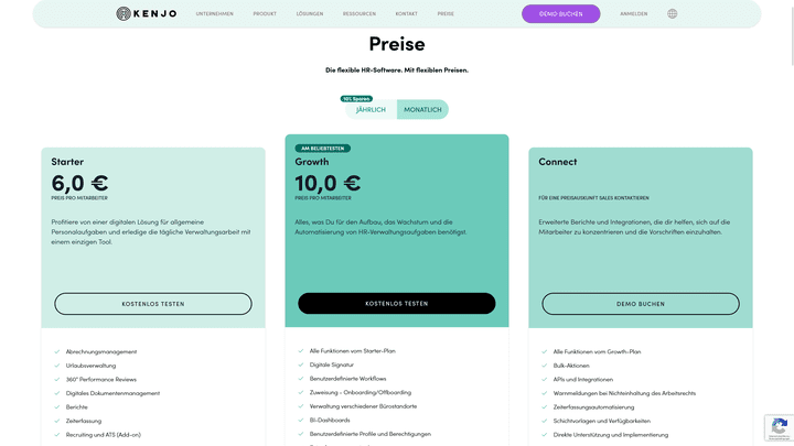Die vier Tarife im vergünstigten Jahres-Abo