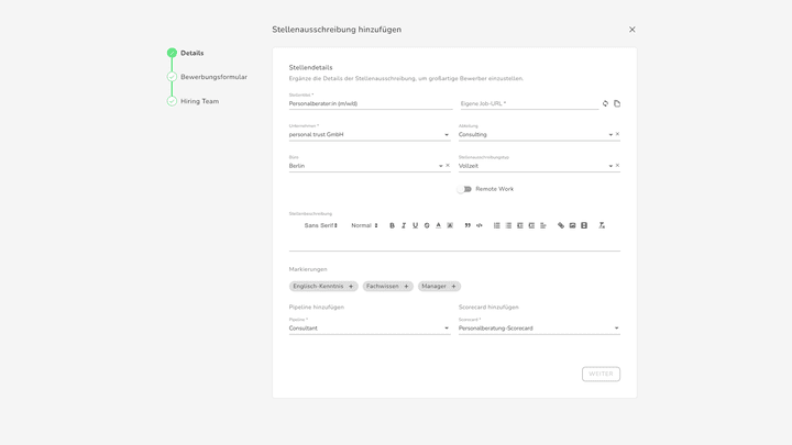 Fülle das kurze Formular dank vordefinierter Antworten besonders schnell aus
