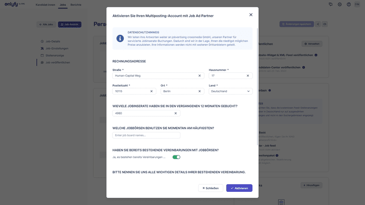 Über ein kurzes Formular aktivieren Sie das Multiposting