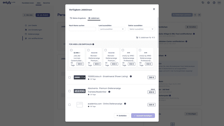 Wählen Sie aus Empfehlungen zu Ihrer Stellenbeschreibung
