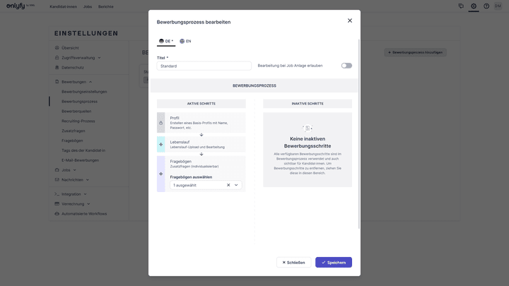 Passen Sie den Standard-Prozess an oder erstellen Sie einen eigenen nach Bedarf