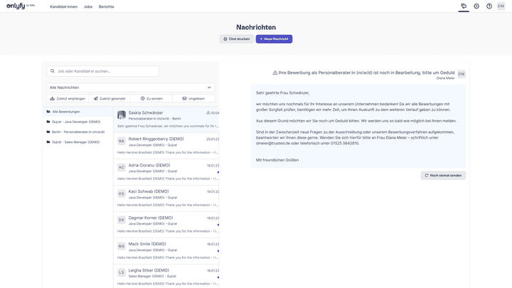 Unterhalten Sie sich mit Bewerber:innen verschiedenster Positionen