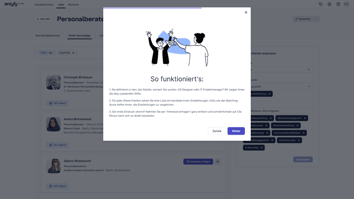 onlyfy nimmt dich mit auf eine kurze, hilfreiche Tour durch die Empfehlungs-Funktion