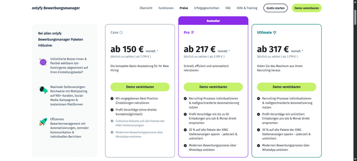 Das Pricing für onlyfy im Überblick.