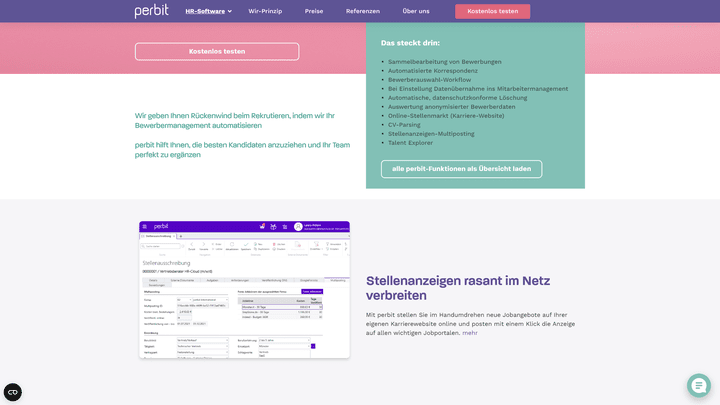 Ein Überblick über die Recruiting-Funktionen von perbit