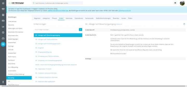 Mithilfe von E-Mail-Vorlagen und klugen Automatisierungen erledigt Personio die Kommunikation teilweise ganz automatisch für Sie