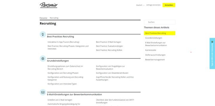 Das Online-Hilfecenter von Personio enthält viele nützliche Infos, Tipps und Tutorials für Ihr Recruiting