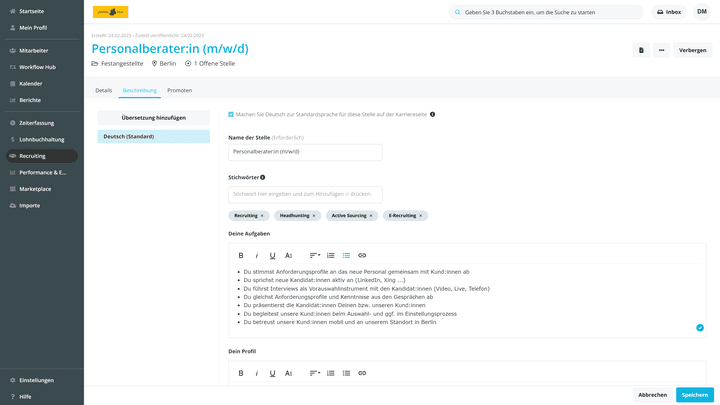 Der Anzeigen-Editor bietet kaum Gestaltungsfreiheiten