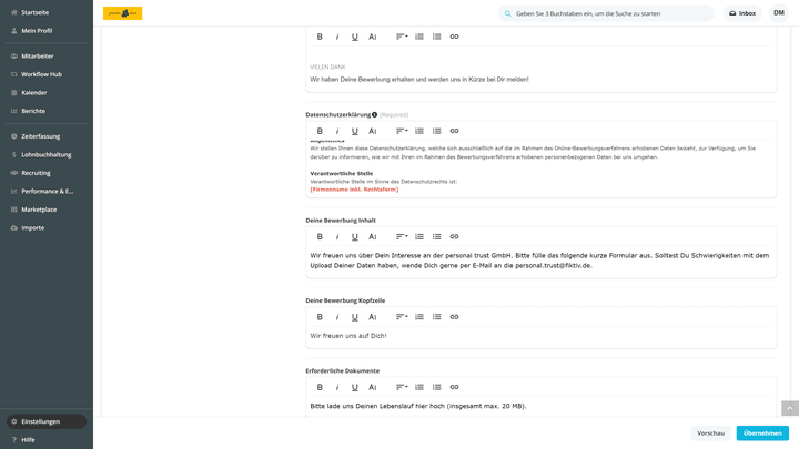 Auch die automatischen Antworten an Bewerber:innen sind vollständig anpassbar