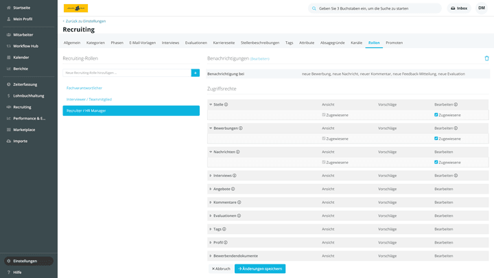 Bestimmen Sie die Zugriffsrechte für jede Rolle