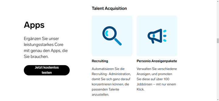 Das Recruiting-Modul lässt sich flexibel dem Core-System von Personio hinzufügen