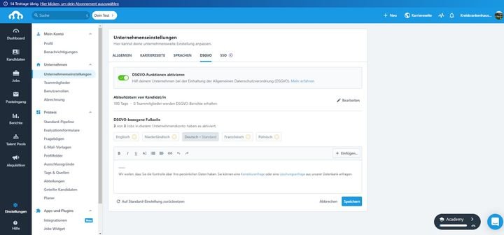 Mithilfe der DSGVO-Features gestalten Sie alle Ihre Recruiting-Prozesse datenschutzkonform und sicher