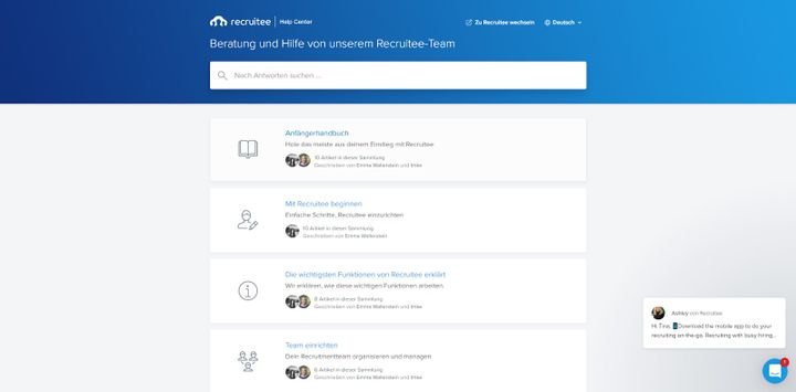 Im Online-Helpcenter von Recruitee finden Sie nützliche Tipps, Tricks und Tutorials für den Start