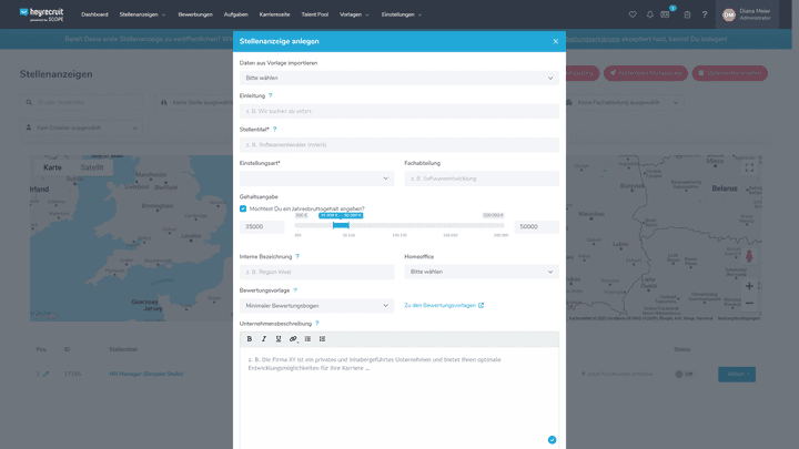 Moderne Recruiting-Tools unterstützen Sie bereits beim Anlegen von Stellen, etwa mit Beispielformulierungen