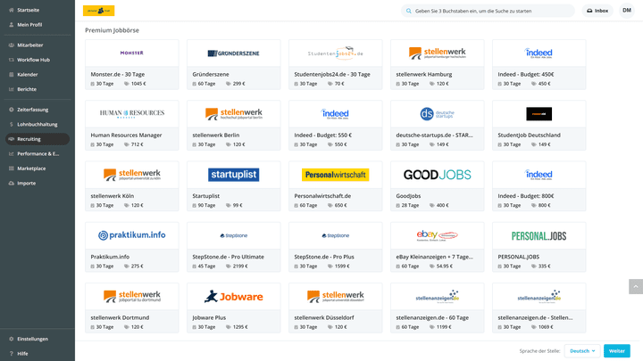 Bei Software-Lösungen wie Personio finden Sie zahlreiche Nischenbörsen, etwa für Start-ups