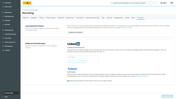 Bei Personio bewerben sich Talente schnell per LinkedIn oder Indeed