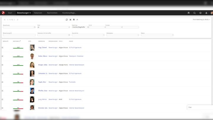 Das automatische Matching unterstützt Sie bei der Vorauswahl