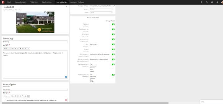 Für die Gestaltung Ihrer Stelleninserate haben Sie bei rexx systems Bewerbermanagement nicht wirklich viele Möglichkeiten