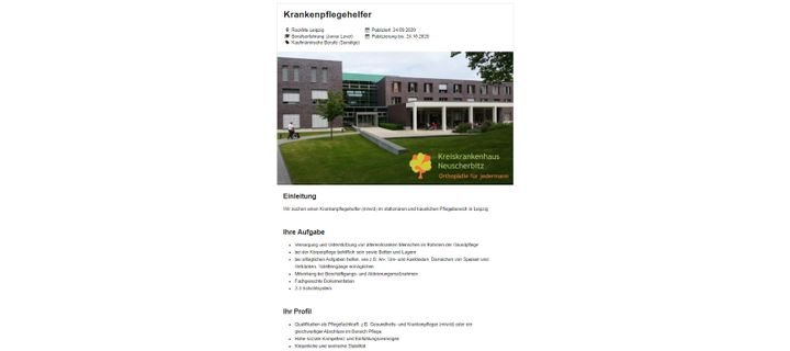 So könnte Ihr fertiges Stelleninserat aus rexx systems Bewerbermanagement final aussehen