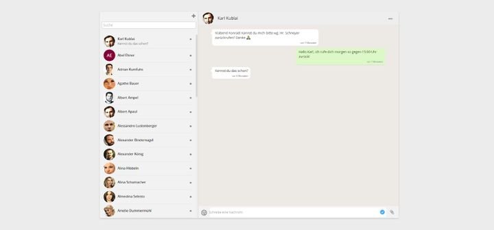 Die interne Kommunikation in rexx systems Bewerbermanagement findet beispielsweise im eigenen integrierten Chat-Modul statt