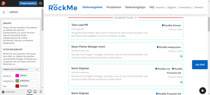 So gut wie alle Elemente Ihrer Karriereseite sind in Rexx individuell konfigurierbar