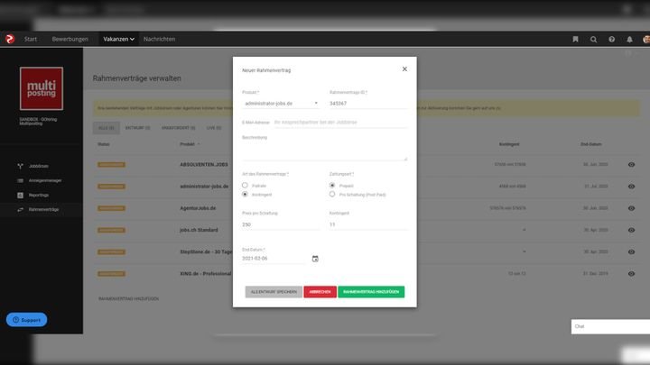 Pflege deine Rahmenverträge direkt und unkompliziert selbst in der Software ein