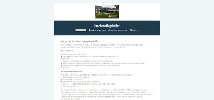 So könnte Ihre Stellenanzeige in softgarden aussehen