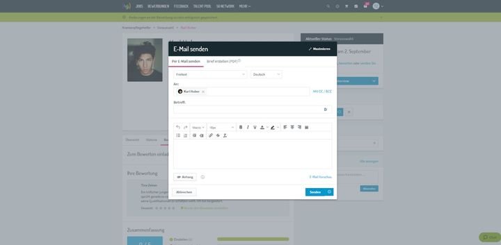Die Kommunikation mit Ihren BewerberInnen findet in softgarden größtenteils per E-Mail statt