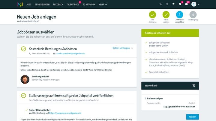 Streuen Sie Ihre Stellenanzeigen via softgarden auf 5 kostenlosen Jobbörsen