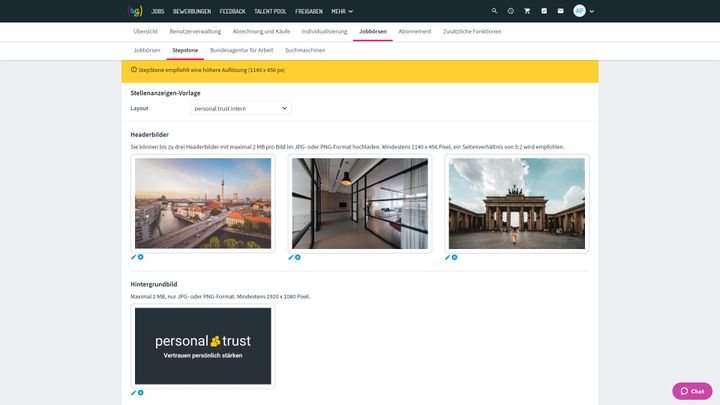 Wählen Sie passende Bilder für Ihr Stepstone-Bilder-Karussell