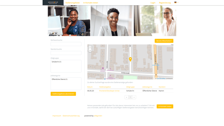 Das Standard-Karriereportal wirkt ansprechend und ist einfach anpassbar, auch ohne CSS