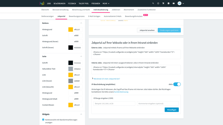 Fügen Sie einfach den Code-Schnipsel auf Ihrer bestehenden Karriereseite ein
