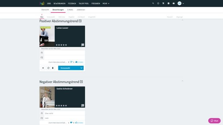 Geben Sie ein Voting in der Kartenansicht ab und sehen Sie positive oder negative Trends