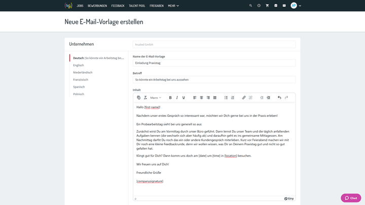 Vordefinierte Platzhalter sorgen für Zeitersparnisse bei der Erstellung von E-Mails