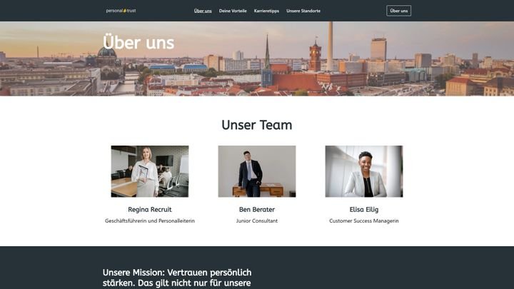 Auf eigenen Unterseiten präsentieren Sie auch Ihr Team oder Stellen speziell für Azubis