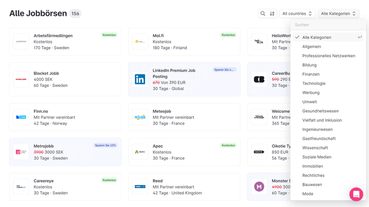 Mit Teamtailor postest du deine Jobs auf der ganzen Welt, allerdings nur über wenige Kanäle hinweg