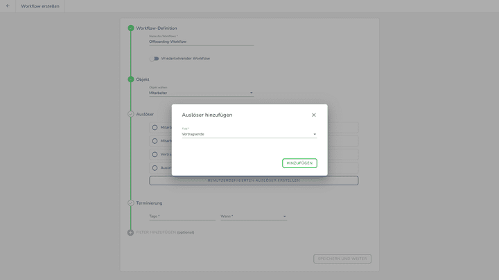 Mit einer HR-Software wie Kenjo erstellen Sie individuelle und automatische On- sowie Offboarding-Prozesse
