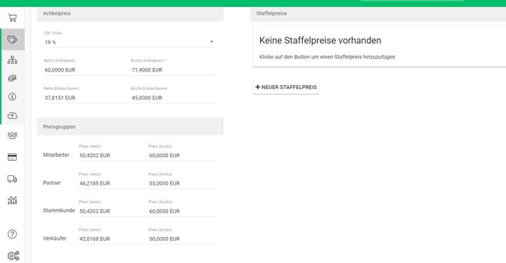 Definieren Sie Preisgruppen, um Rabatte und Einkaufspreise festzulegen