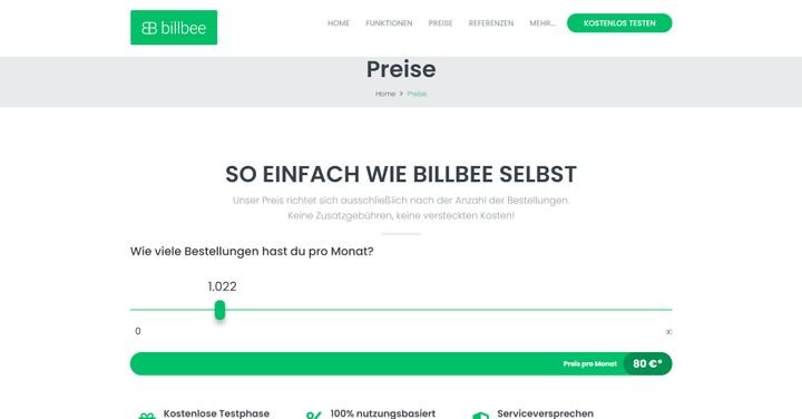 Die Preisgestaltung von Billbee