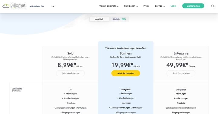 Die Preise von Billomat