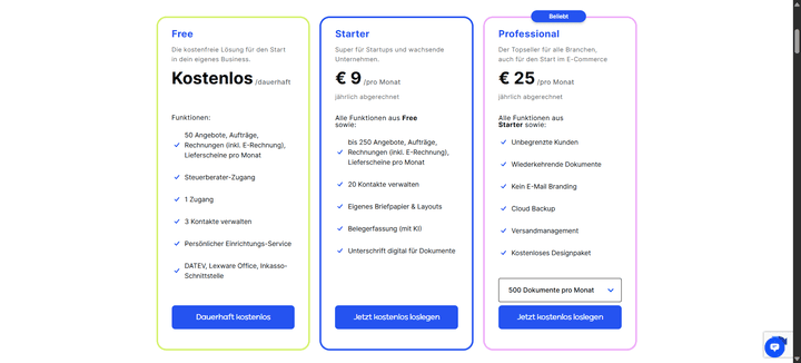 Die Preise von easybill