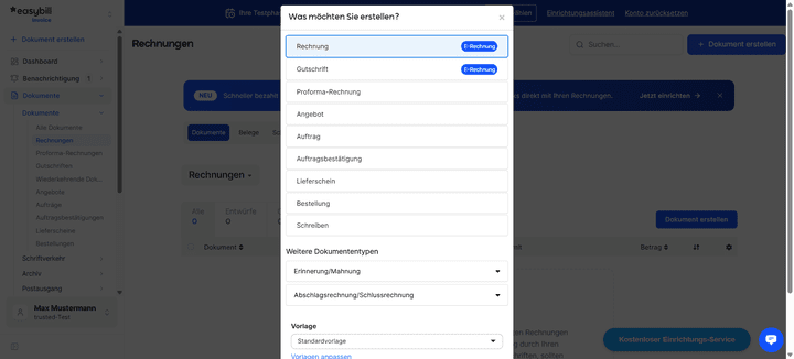 Mit easybill erstellen Sie alle relevanten Dokumente wie Rechnungen, Angebote und Co.