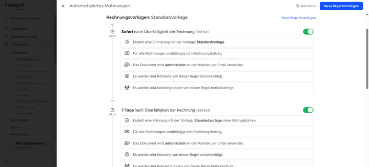 Mit dem automatischen Mahnwesen übernimmt easybill die Mahnungen selbstständig.