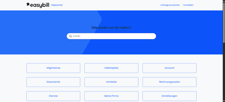 Ein Blick in das Online-Helpcenter von easybill.