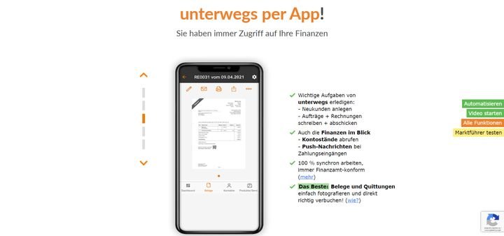 Eine mobile App ist für viele Branchen eine Grundvoraussetzung bei der Wahl einer Rechnungssoftware